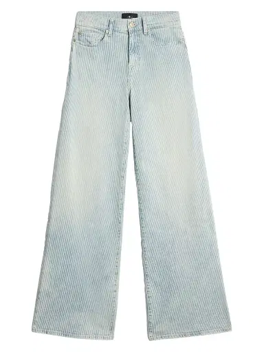 7 For All Mankind Women's Lotta Pinstripe Mid-Rise Wide-Leg Jeans | Thumbnail 1 7 For All Mankind Women's Lotta Pinstripe Mid-Rise Wide-Leg Jeans | Thumbnail 1