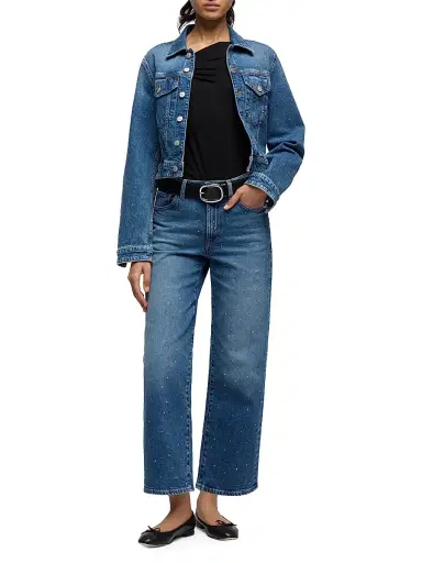 7 For All Mankind Women's Stovepipe Embellished Wide-Leg Jeans - Blue Shine - Size 32 | Thumbnail 2 7 For All Mankind Women's Stovepipe Embellished Wide-Leg Jeans - Blue Shine - Size 32 | Thumbnail 2