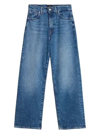 7 For All Mankind Women's Stovepipe Embellished Wide-Leg Jeans - Blue Shine - Size 32 | Thumbnail 1 7 For All Mankind Women's Stovepipe Embellished Wide-Leg Jeans - Blue Shine - Size 32 | Thumbnail 1
