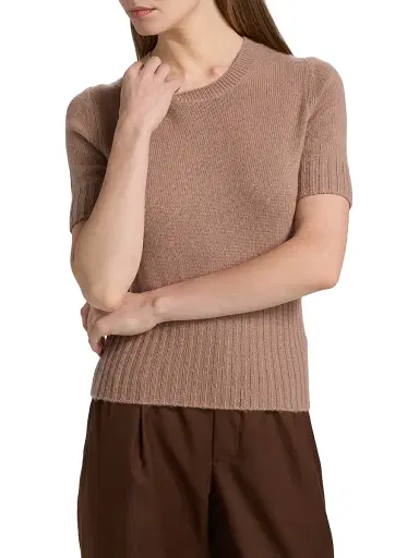 Vince Women's Wool-Cashmere Short-Sleeve Sweater - Toffee - Size XXS | Thumbnail 3 Vince Women's Wool-Cashmere Short-Sleeve Sweater - Toffee - Size XXS | Thumbnail 3