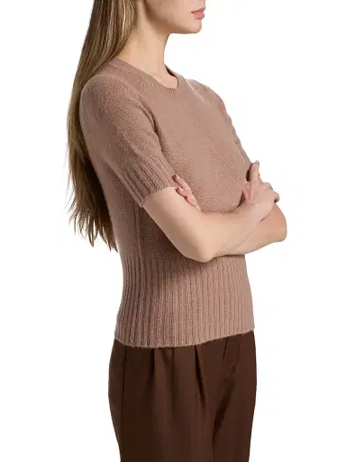 Vince Women's Wool-Cashmere Short-Sleeve Sweater - Toffee - Size XXS | Thumbnail 4 Vince Women's Wool-Cashmere Short-Sleeve Sweater - Toffee - Size XXS | Thumbnail 4
