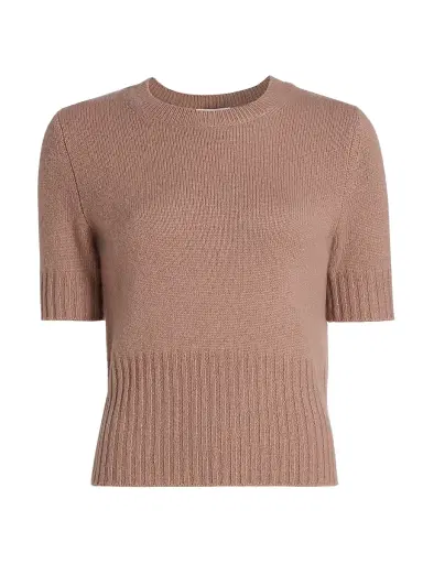 Vince Women's Wool-Cashmere Short-Sleeve Sweater - Toffee - Size XXS | Thumbnail 1 Vince Women's Wool-Cashmere Short-Sleeve Sweater - Toffee - Size XXS | Thumbnail 1