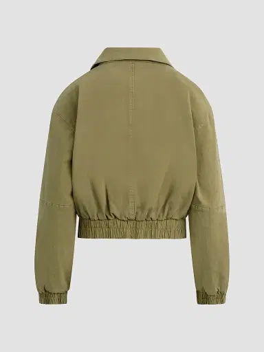 Hudson Jeans Women's Sporty Cotton-Blend Bomber Jacket - Dried Herb | Thumbnail 2 Hudson Jeans Women's Sporty Cotton-Blend Bomber Jacket - Dried Herb | Thumbnail 2