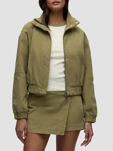 Hudson Jeans Women's Sporty Cotton-Blend Bomber Jacket - Dried Herb | Thumbnail 5 Hudson Jeans Women's Sporty Cotton-Blend Bomber Jacket - Dried Herb | Thumbnail 5