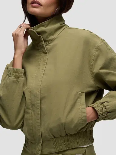 Hudson Jeans Women's Sporty Cotton-Blend Bomber Jacket - Dried Herb | Thumbnail 8 Hudson Jeans Women's Sporty Cotton-Blend Bomber Jacket - Dried Herb | Thumbnail 8