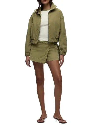 Hudson Jeans Women's Sporty Cotton-Blend Bomber Jacket - Dried Herb | Thumbnail 1 Hudson Jeans Women's Sporty Cotton-Blend Bomber Jacket - Dried Herb | Thumbnail 1