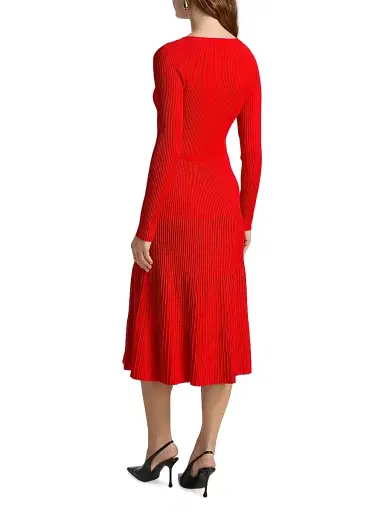 Elie Tahari Women's The Delaney Ribbed Midi-Dress - Red Bliss - Size XS | Thumbnail 5 Elie Tahari Women's The Delaney Ribbed Midi-Dress - Red Bliss - Size XS | Thumbnail 5