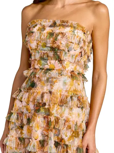 Mac Duggal Women's Ruffled Strapless Maxi Dress - Gold Multi - Size 14 | Thumbnail 3 Mac Duggal Women's Ruffled Strapless Maxi Dress - Gold Multi - Size 14 | Thumbnail 3