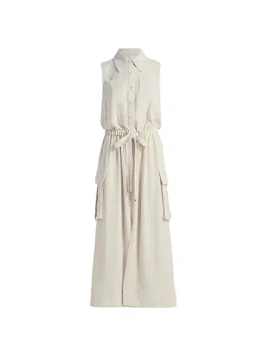 Ramy Brook Women's Payton Drawstring-Waist Sleeveless Midi-Dress - Bone - Size XL | Thumbnail 1 Ramy Brook Women's Payton Drawstring-Waist Sleeveless Midi-Dress - Bone - Size XL | Thumbnail 1
