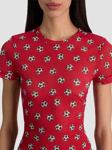 Alice + Olivia Women's Tess Soccer-Print T-Shirt - Gold Hibiscus - Size XL | Thumbnail 5 Alice + Olivia Women's Tess Soccer-Print T-Shirt - Gold Hibiscus - Size XL | Thumbnail 5