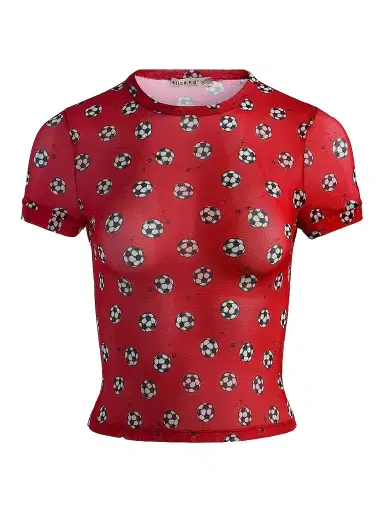 Alice + Olivia Women's Tess Soccer-Print T-Shirt - Gold Hibiscus - Size XL | Thumbnail 1 Alice + Olivia Women's Tess Soccer-Print T-Shirt - Gold Hibiscus - Size XL | Thumbnail 1