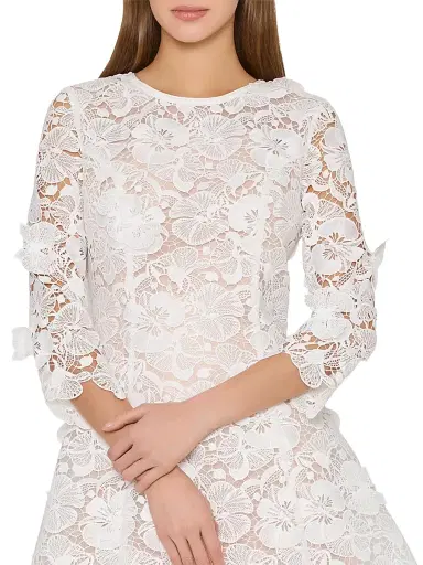 Milly Women's Emmie Lace Minidress - Off White - Size 10 | Thumbnail 3 Milly Women's Emmie Lace Minidress - Off White - Size 10 | Thumbnail 3