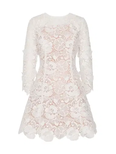 Milly Women's Emmie Lace Minidress - Off White - Size 10 | Thumbnail 1 Milly Women's Emmie Lace Minidress - Off White - Size 10 | Thumbnail 1