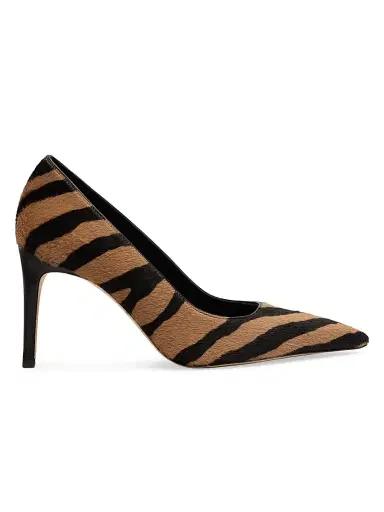 Stuart Weitzman Women's Power 85MM Zebra-Print Calf Hair Pumps - New Camel Shadow | Thumbnail 1 Stuart Weitzman Women's Power 85MM Zebra-Print Calf Hair Pumps - New Camel Shadow | Thumbnail 1