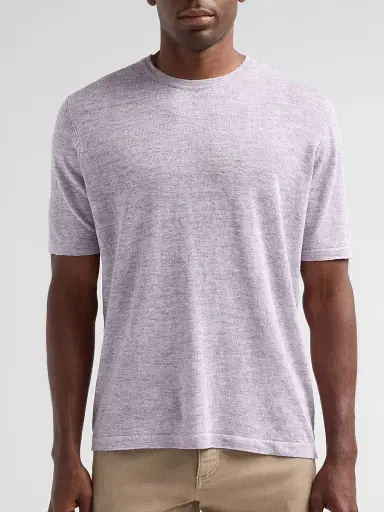 Saks Fifth Avenue Men's Linen Crewneck T-Shirt - Lilac | Thumbnail 5 Saks Fifth Avenue Men's Linen Crewneck T-Shirt - Lilac | Thumbnail 5