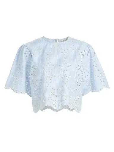 Hemant & Nandita Women's Eyelet Cotton-Blend Top - Stripes | Thumbnail 1 Hemant & Nandita Women's Eyelet Cotton-Blend Top - Stripes | Thumbnail 1