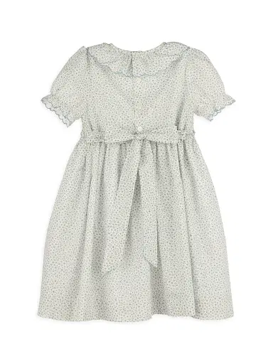 Luli & Me Little Girl's Floral Cotton Short-Sleeve Dress - Blue - Size 6 | Thumbnail 2 Luli & Me Little Girl's Floral Cotton Short-Sleeve Dress - Blue - Size 6 | Thumbnail 2