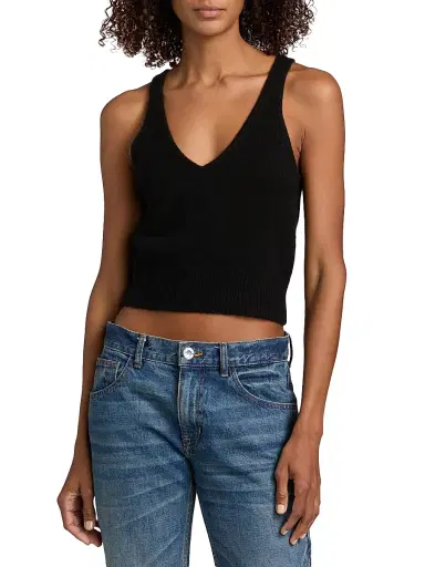 Brandon Maxwell Women's The Reese V-Neck Knit Tank - Black - Size Small | Thumbnail 3 Brandon Maxwell Women's The Reese V-Neck Knit Tank - Black - Size Small | Thumbnail 3