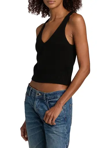 Brandon Maxwell Women's The Reese V-Neck Knit Tank - Black - Size Small | Thumbnail 4 Brandon Maxwell Women's The Reese V-Neck Knit Tank - Black - Size Small | Thumbnail 4