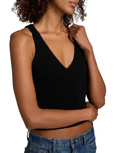Brandon Maxwell Women's The Reese V-Neck Knit Tank - Black - Size Small | Thumbnail 6 Brandon Maxwell Women's The Reese V-Neck Knit Tank - Black - Size Small | Thumbnail 6