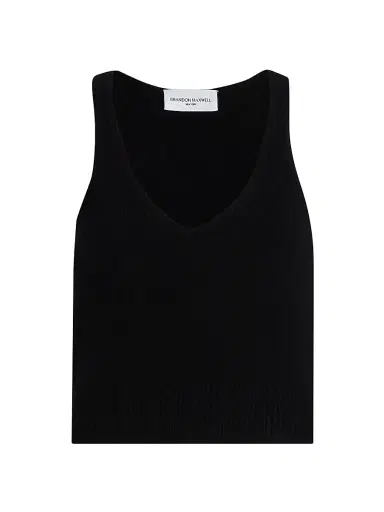 Brandon Maxwell Women's The Reese V-Neck Knit Tank - Black - Size Small | Thumbnail 1 Brandon Maxwell Women's The Reese V-Neck Knit Tank - Black - Size Small | Thumbnail 1