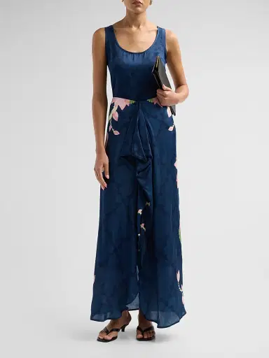 VERANDAH Women's Ammama Argyle Satin Tank - Navy | Thumbnail 2 VERANDAH Women's Ammama Argyle Satin Tank - Navy | Thumbnail 2