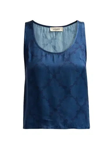 VERANDAH Women's Ammama Argyle Satin Tank - Navy | Thumbnail 1 VERANDAH Women's Ammama Argyle Satin Tank - Navy | Thumbnail 1