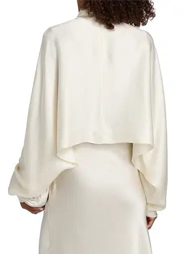 LAPOINTE Women's Satin Caftan Crop Top - Cream | Thumbnail 5 LAPOINTE Women's Satin Caftan Crop Top - Cream | Thumbnail 5