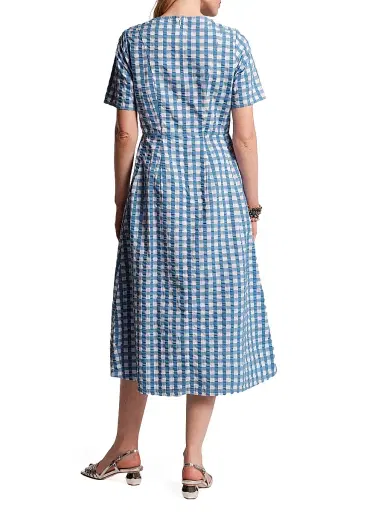 Frances Valentine Women's Michelle Floral Appliqué Gingham Midi-Dress | Thumbnail 2 Frances Valentine Women's Michelle Floral Appliqué Gingham Midi-Dress | Thumbnail 2