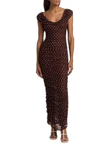 BLACK HALO Women's Evangeline Polka Dot Maxi Dress - Cocoa Dot | Thumbnail 3 BLACK HALO Women's Evangeline Polka Dot Maxi Dress - Cocoa Dot | Thumbnail 3