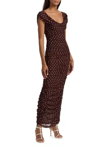 BLACK HALO Women's Evangeline Polka Dot Maxi Dress - Cocoa Dot | Thumbnail 4 BLACK HALO Women's Evangeline Polka Dot Maxi Dress - Cocoa Dot | Thumbnail 4