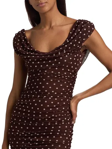 BLACK HALO Women's Evangeline Polka Dot Maxi Dress - Cocoa Dot | Thumbnail 6 BLACK HALO Women's Evangeline Polka Dot Maxi Dress - Cocoa Dot | Thumbnail 6