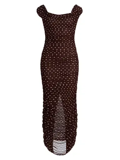 BLACK HALO Women's Evangeline Polka Dot Maxi Dress - Cocoa Dot | Thumbnail 1 BLACK HALO Women's Evangeline Polka Dot Maxi Dress - Cocoa Dot | Thumbnail 1