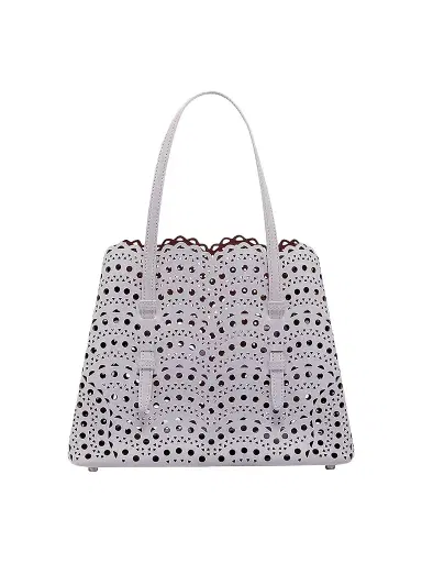 ALAIA Women's Mina 25 Perforated Leather Tote - Bleu Lavande | Thumbnail 1 ALAIA Women's Mina 25 Perforated Leather Tote - Bleu Lavande | Thumbnail 1