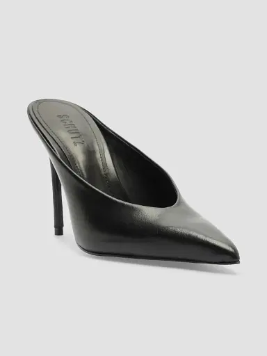 Schutz Women's Loren 100MM Leather Mules - Black | Thumbnail 2 Schutz Women's Loren 100MM Leather Mules - Black | Thumbnail 2