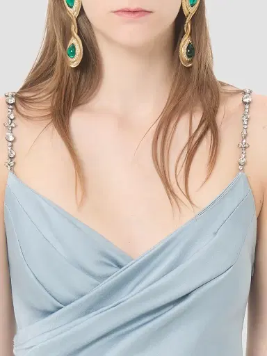 Valentino Garavani Women's Long Dress in Embroidered Cady Satin - Azure Silver - Size 2 | Thumbnail 6 Valentino Garavani Women's Long Dress in Embroidered Cady Satin - Azure Silver - Size 2 | Thumbnail 6
