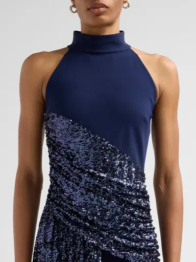 Chiara Boni La Petite Robe Women's Virgo Sequined High Neck Gown | Thumbnail 4 Chiara Boni La Petite Robe Women's Virgo Sequined High Neck Gown | Thumbnail 4