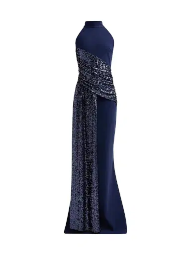 Chiara Boni La Petite Robe Women's Virgo Sequined High Neck Gown | Thumbnail 1 Chiara Boni La Petite Robe Women's Virgo Sequined High Neck Gown | Thumbnail 1