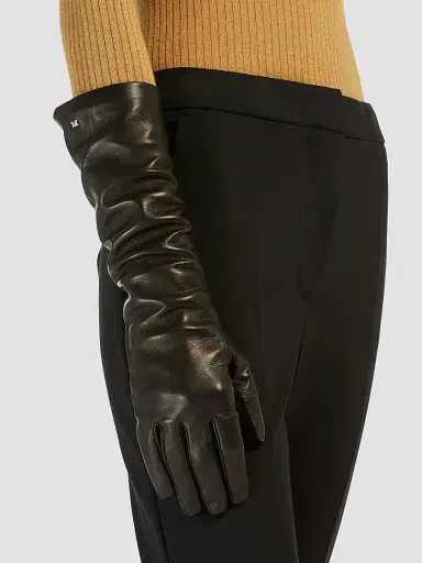 Max Mara Women's Long Nappa Leather Gloves - Black | Thumbnail 2 Max Mara Women's Long Nappa Leather Gloves - Black | Thumbnail 2