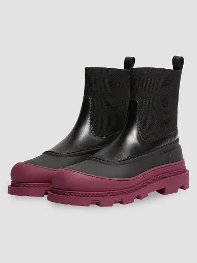 Moncler Women's Vera Edge Ankle Boots in Leather - Burgundy Black - Size 10 | Thumbnail 2 Moncler Women's Vera Edge Ankle Boots in Leather - Burgundy Black - Size 10 | Thumbnail 2