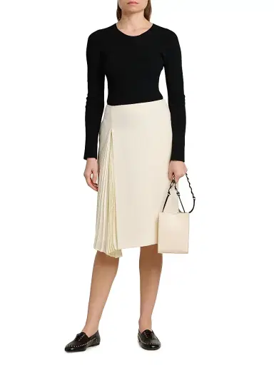 Jil Sander Women's Side-Pleat Wool Sable Pencil Skirt - Porcelain - Size 8 | Thumbnail 2 Jil Sander Women's Side-Pleat Wool Sable Pencil Skirt - Porcelain - Size 8 | Thumbnail 2