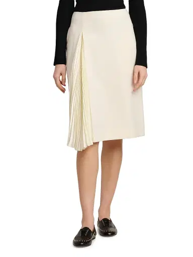 Jil Sander Women's Side-Pleat Wool Sable Pencil Skirt - Porcelain - Size 8 | Thumbnail 3 Jil Sander Women's Side-Pleat Wool Sable Pencil Skirt - Porcelain - Size 8 | Thumbnail 3