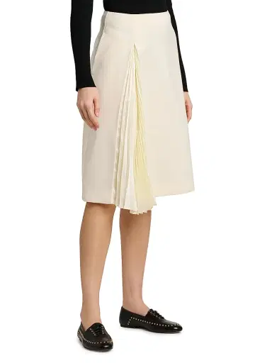Jil Sander Women's Side-Pleat Wool Sable Pencil Skirt - Porcelain - Size 8 | Thumbnail 4 Jil Sander Women's Side-Pleat Wool Sable Pencil Skirt - Porcelain - Size 8 | Thumbnail 4