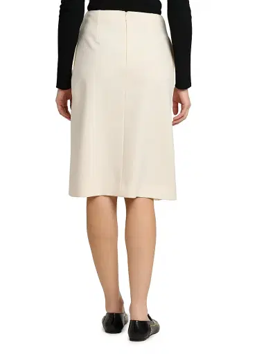 Jil Sander Women's Side-Pleat Wool Sable Pencil Skirt - Porcelain - Size 8 | Thumbnail 5 Jil Sander Women's Side-Pleat Wool Sable Pencil Skirt - Porcelain - Size 8 | Thumbnail 5