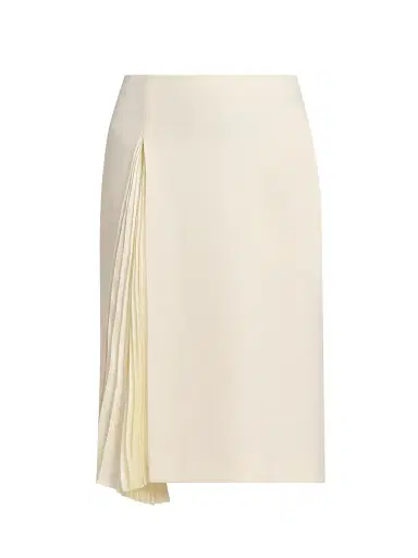 Jil Sander Women's Side-Pleat Wool Sable Pencil Skirt - Porcelain - Size 8 | Thumbnail 1 Jil Sander Women's Side-Pleat Wool Sable Pencil Skirt - Porcelain - Size 8 | Thumbnail 1