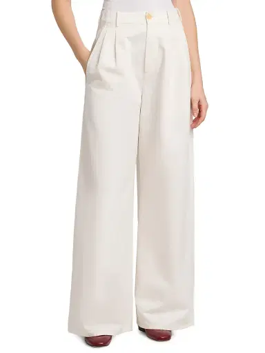 Jil Sander Women's Cotton Crease-Front Wide-Leg Trousers - Optic White - Size 10 | Thumbnail 3 Jil Sander Women's Cotton Crease-Front Wide-Leg Trousers - Optic White - Size 10 | Thumbnail 3