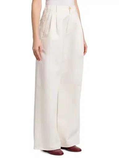 Jil Sander Women's Cotton Crease-Front Wide-Leg Trousers - Optic White - Size 10 | Thumbnail 4 Jil Sander Women's Cotton Crease-Front Wide-Leg Trousers - Optic White - Size 10 | Thumbnail 4