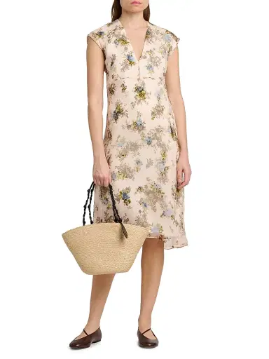 Jil Sander Women's Floral Silk Crepe Dress - Peonia - Size 4 | Thumbnail 2 Jil Sander Women's Floral Silk Crepe Dress - Peonia - Size 4 | Thumbnail 2