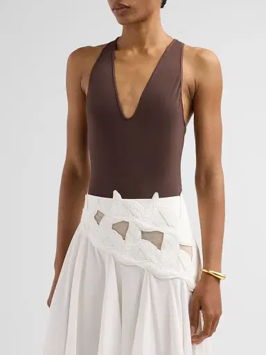 Zimmermann Women's Luna Plunge Bodysuit | Thumbnail 4 Zimmermann Women's Luna Plunge Bodysuit | Thumbnail 4