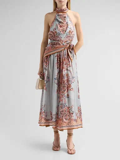 Zimmermann Women's Aster Scarf Midi Skirt - Blue Paisley Floral | Thumbnail 2 Zimmermann Women's Aster Scarf Midi Skirt - Blue Paisley Floral | Thumbnail 2